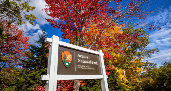 Beautiful fall colors of Acadia National Park in Maine