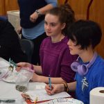 Two students at work on crab data