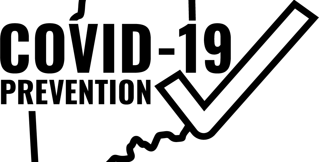 COVID-19 Prevention text, overlaid on the outline of the state of Maine