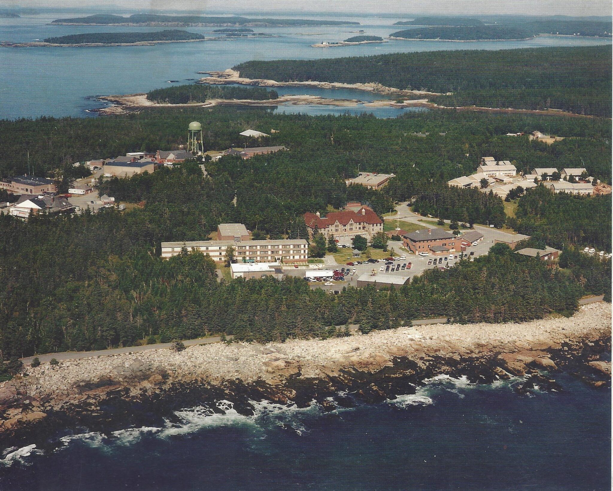 Overhead view of Schoodic Point and former Navy base
