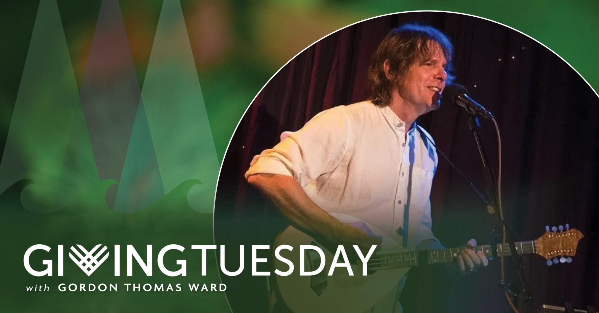 Gordon Thomas Ward photo with GivingTuesday text overlaid.