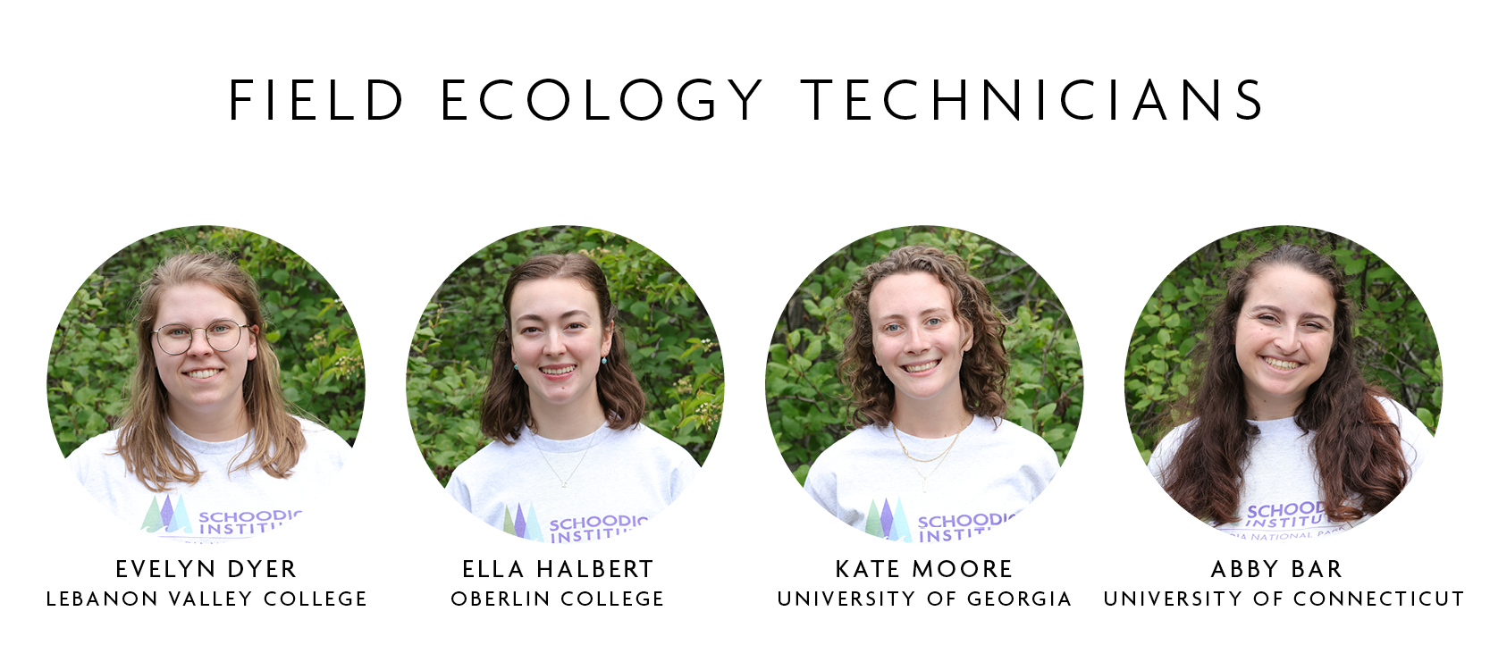 Headshot collage of field ecology technicians at Schoodic Institute in 2023.
