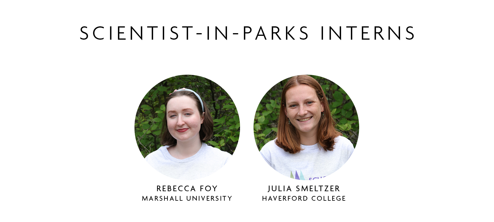 Headshot collage of two Scientist-In-Parks interns at Schoodic Institute.