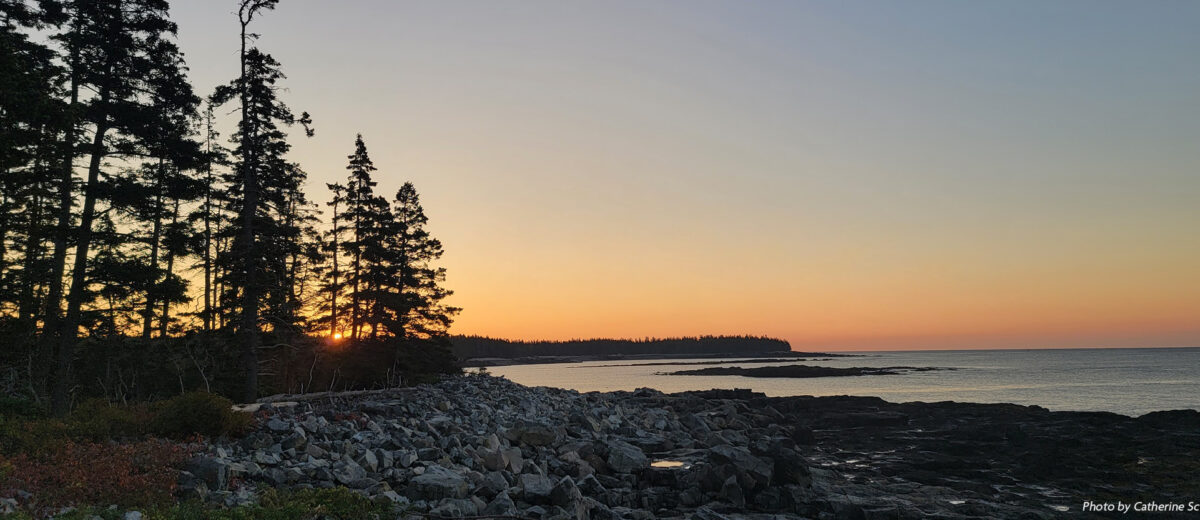 Sunrise view near Schoodic Point in Acadia National Park.