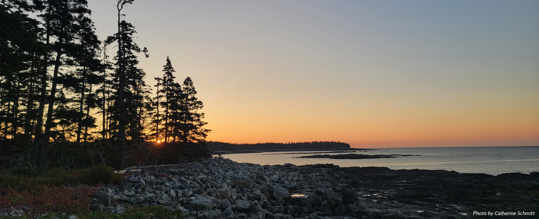 Sunrise view near Schoodic Point in Acadia National Park.