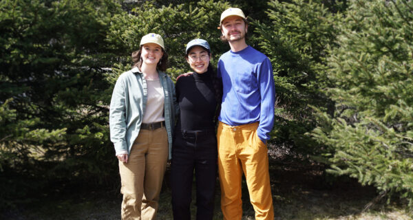 The 2024 Cathy and Jim Gero Acadia Early-Career Fellows, pictured here from left to right: Lauren Knierim (Environmental Science Education Fellow), Louisa Liu (Science Research Fellow), and Trevor Grandin (Science Communication Fellow).