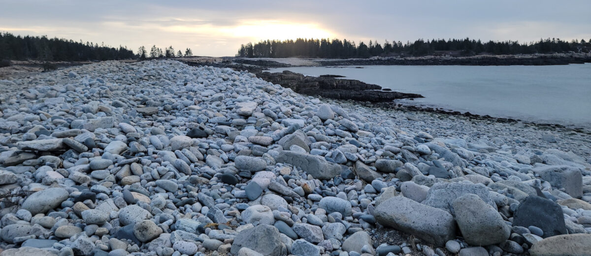 The sun rises on Arey Cove on the Schoodic Peninsula