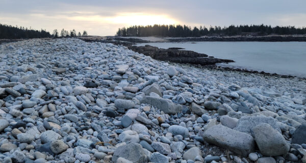 The sun rises on Arey Cove on the Schoodic Peninsula