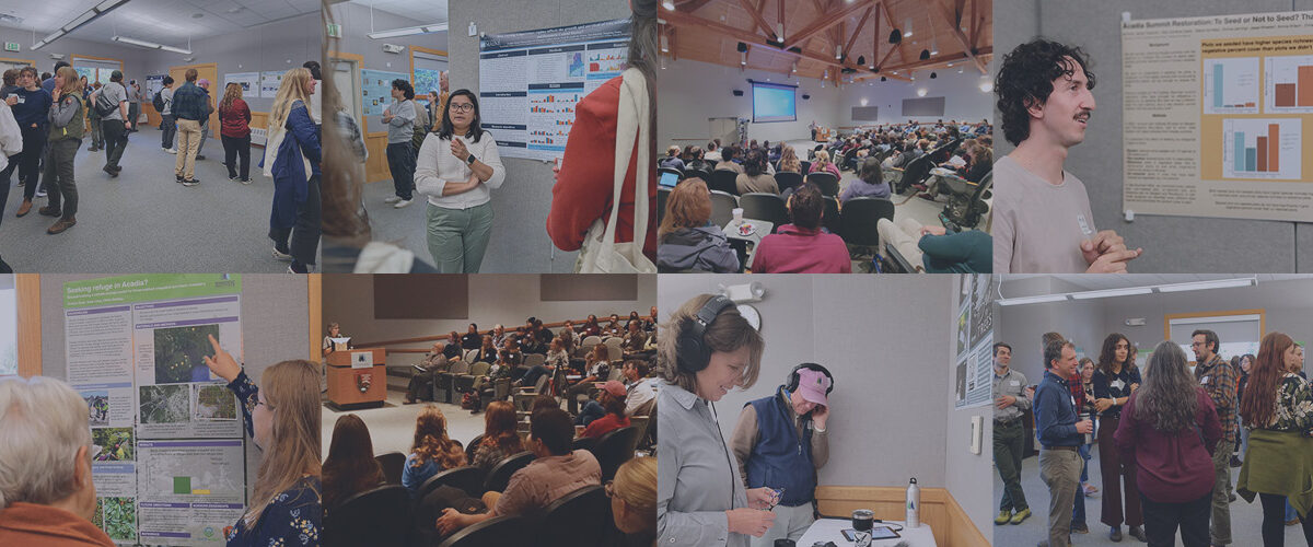 Collage featuring 8 photos of the Acadia National Park Science Symposium over time