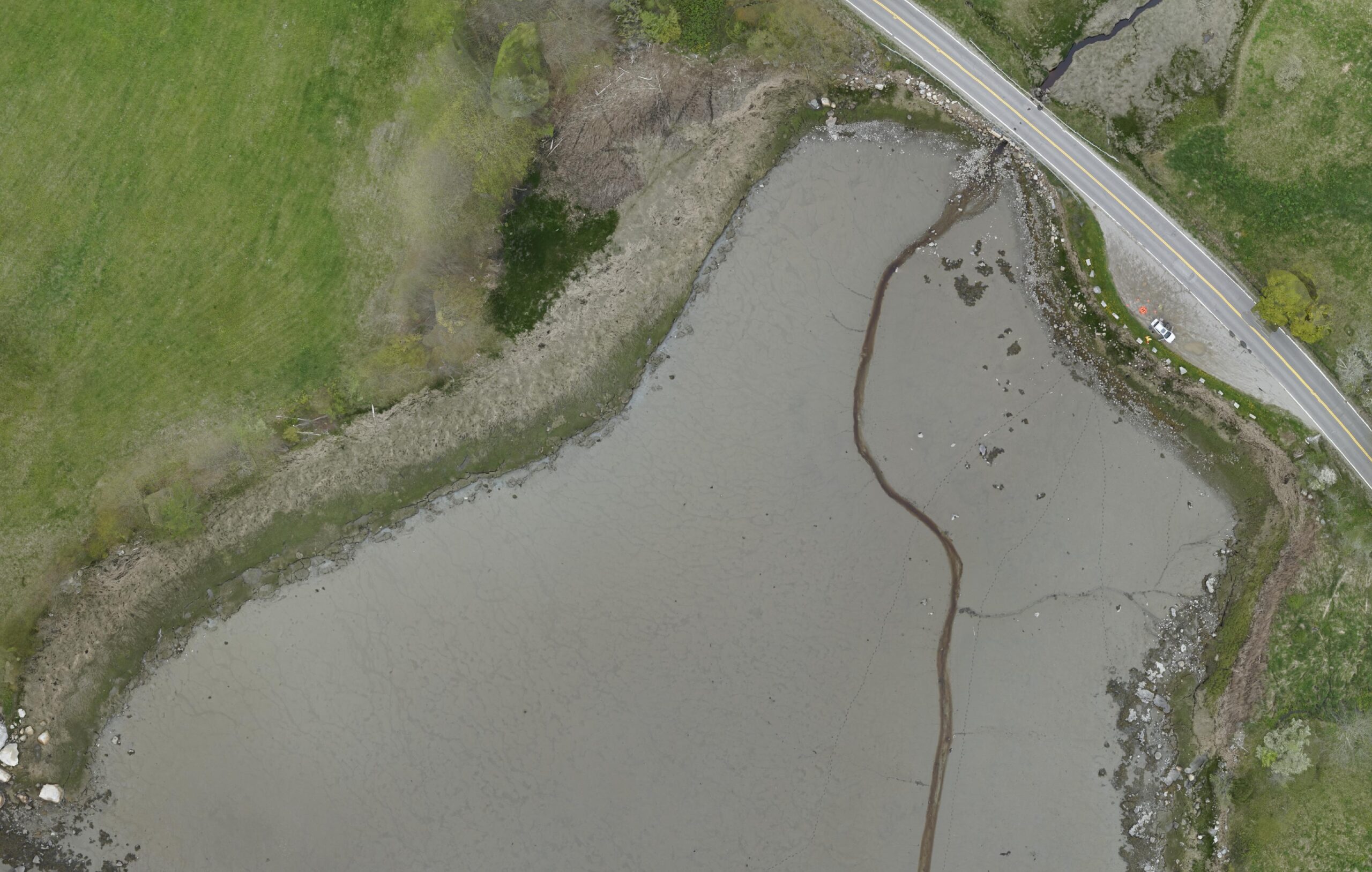 Aerial view of a mudflat