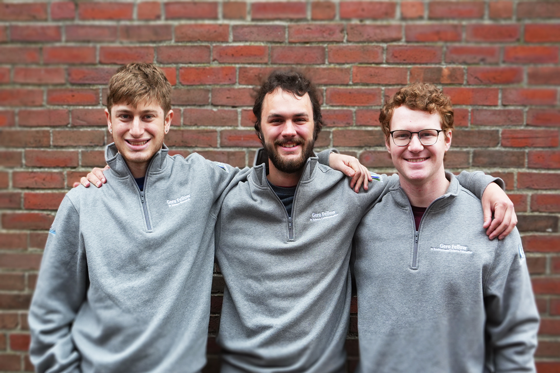 The 2026 Cathy and Jim Gero Acadia Early-Career Fellows, pictured here from left to right: Max Chalfin-Jacobs (Science Research Fellow), Tiegan Paulson (Science Communication Fellow), and Connor Nordmann (Environmental Science Education Fellow).