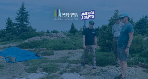 Scientists, researchers, and a podcaster gather on a mountaintop in Acadia